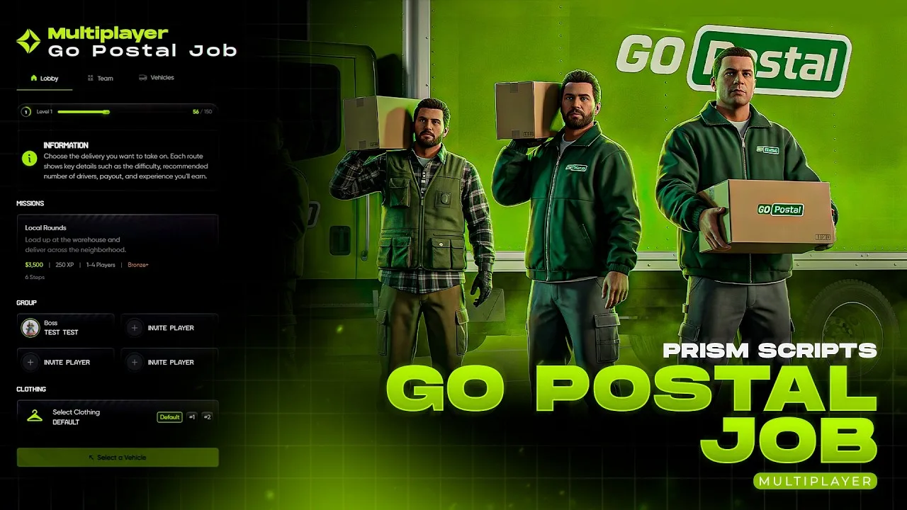 Script Mapping Prism | GoPostal Job | Free FiveM Script – FiveVault | FiveVault